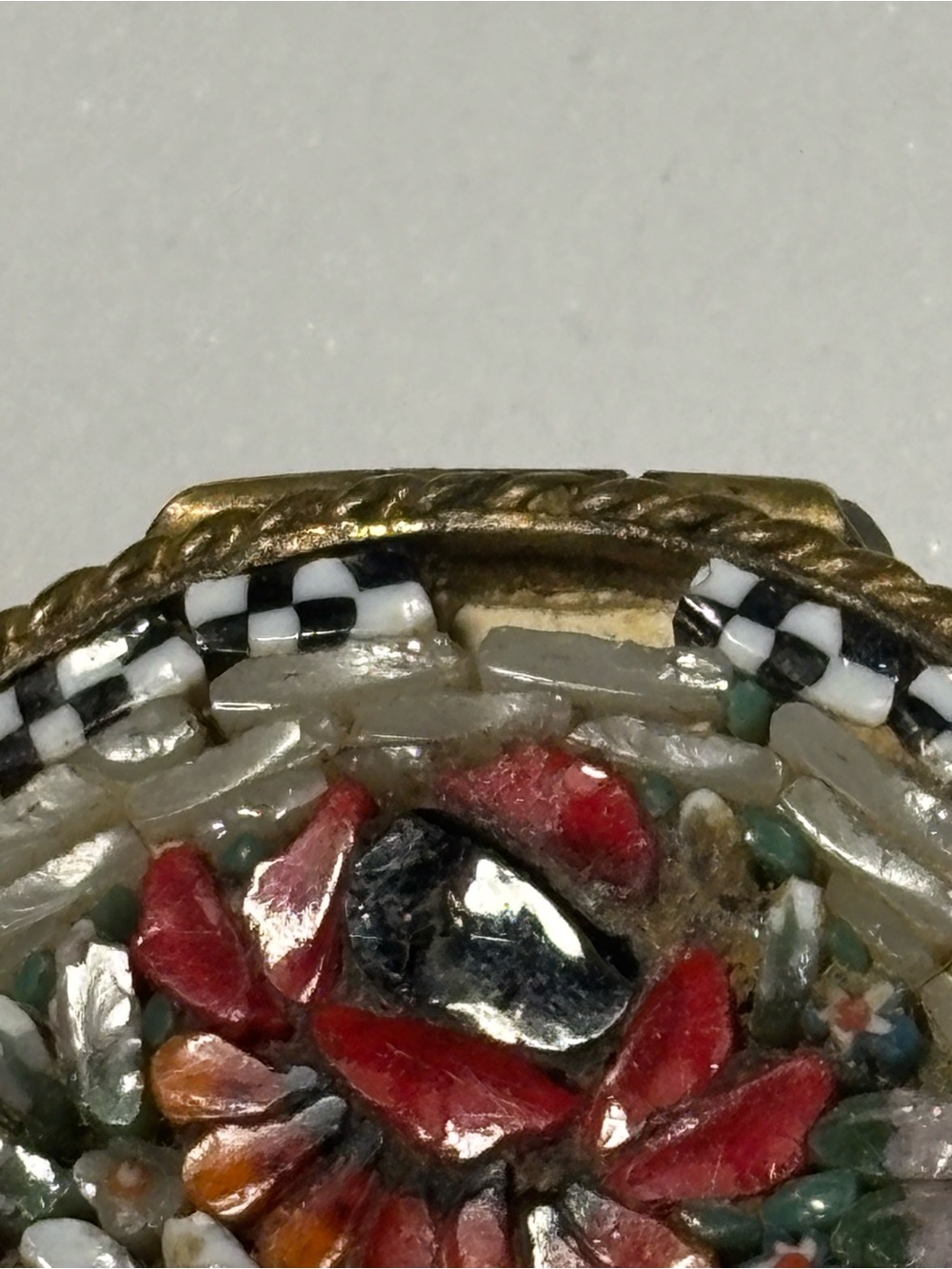 Vintage Italian Micro Mosaic Floral Pill Box - Picture 8 of 9
